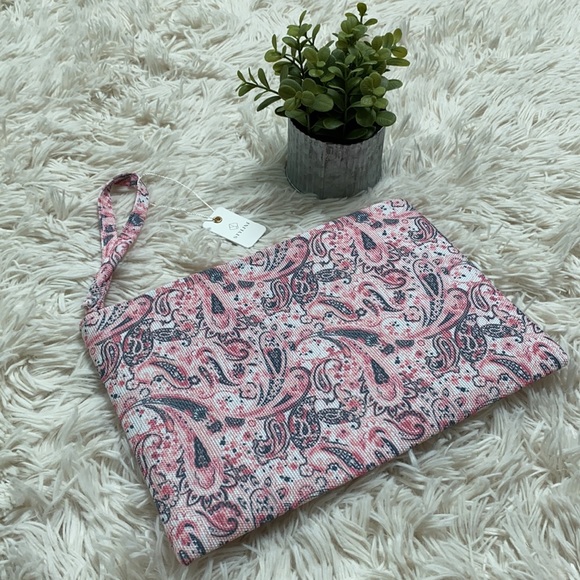 🎉2X HP🎉 Styliné Paisley Clutch Wristlet 💗 Pink & Gray - Picture 2 of 16